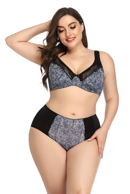 Wide Shoulder Strap Floral Printed Underwire Set - sharpe elegance1 wide-shoulder-strap-floral-printed-underwire-set, Plus Size