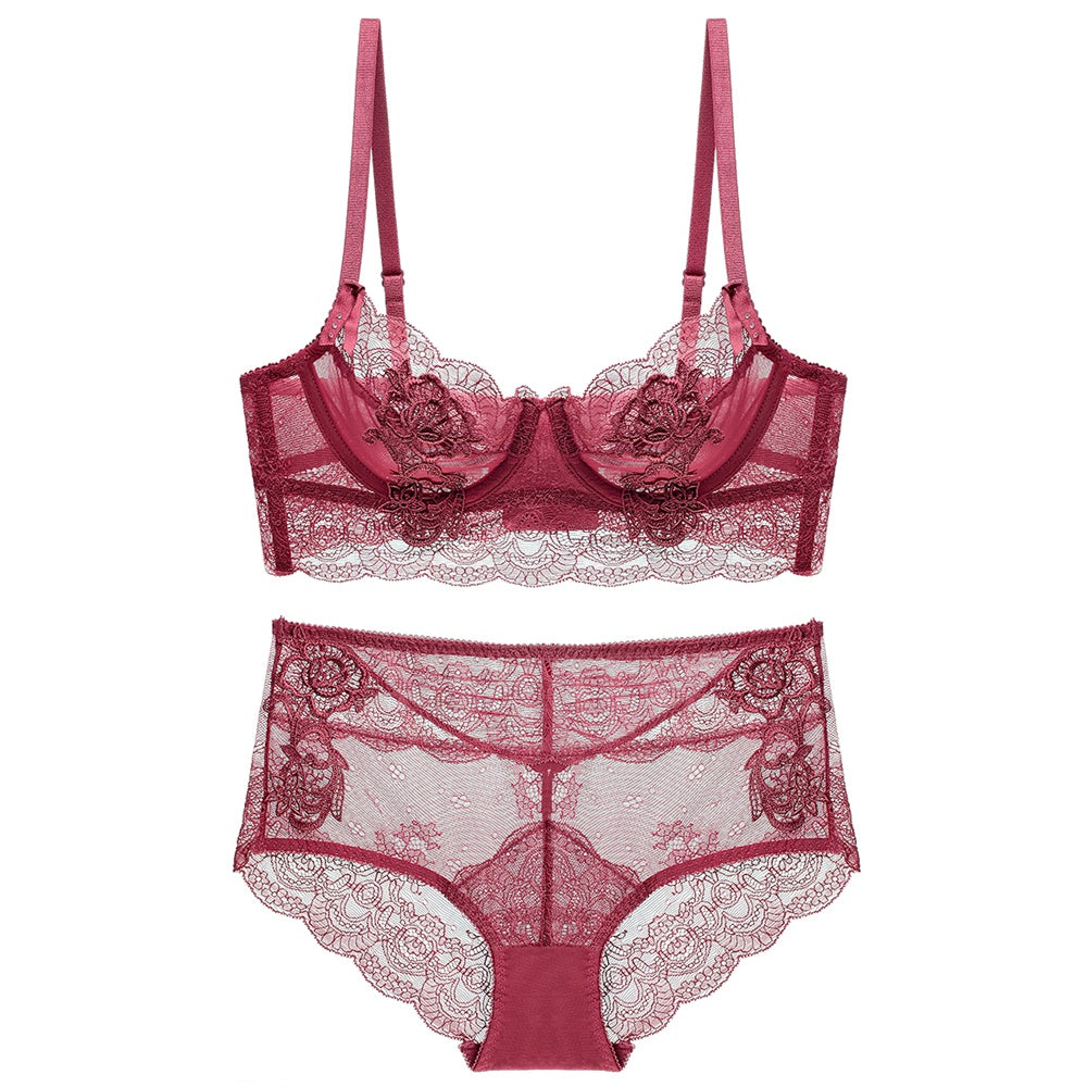 Transparent Flower Lace Bra Set - sharpe elegance1 transparent-flower-lace-bra-set,