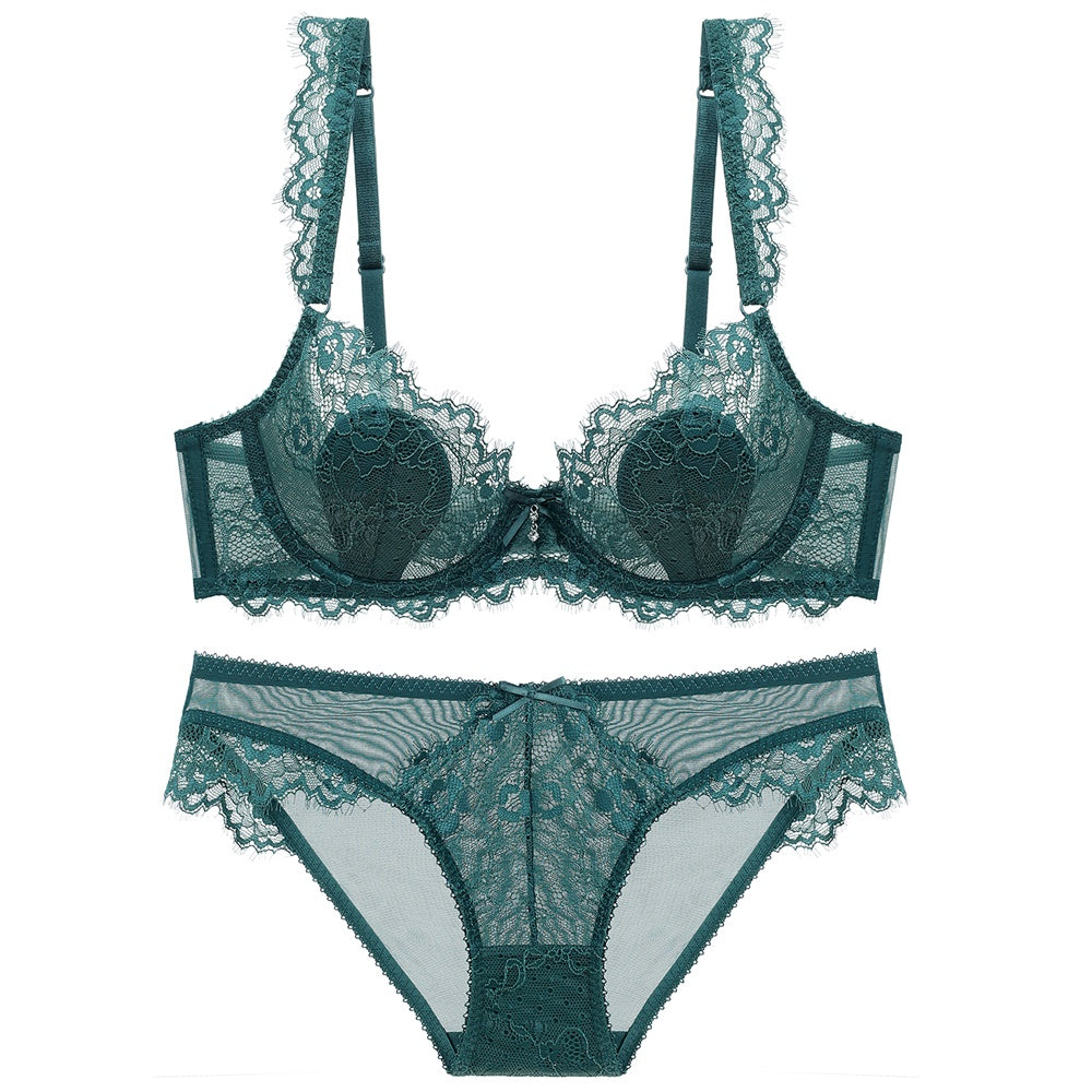 Embroidery Lace Mesh Push Up Bra Set - sharpe elegance1 embroidery-lace-mesh-bra-set,