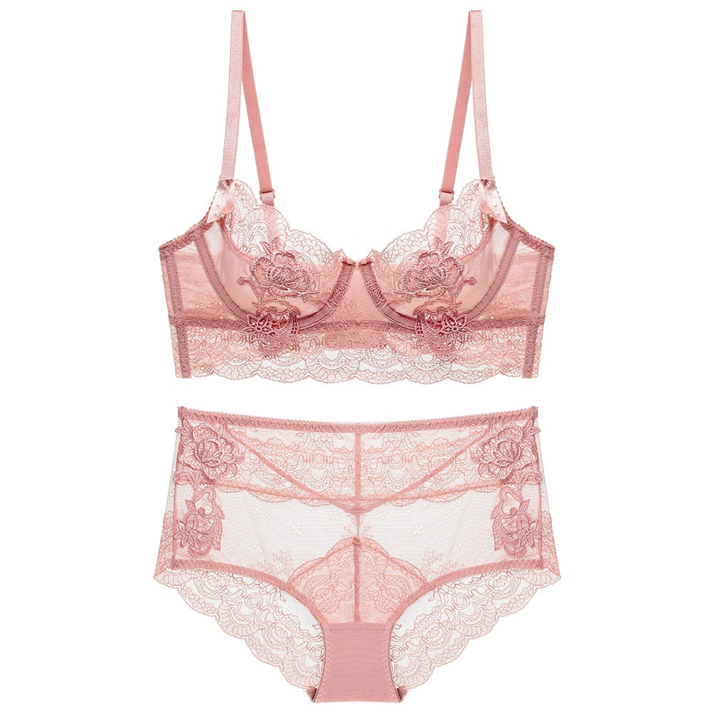 Transparent Flower Lace Bra Set - sharpe elegance1 transparent-flower-lace-bra-set,