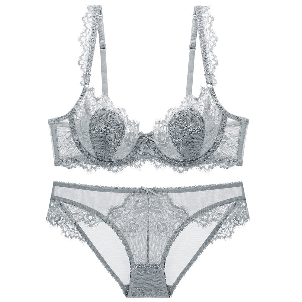 Embroidery Lace Mesh Push Up Bra Set - sharpe elegance1 embroidery-lace-mesh-bra-set,