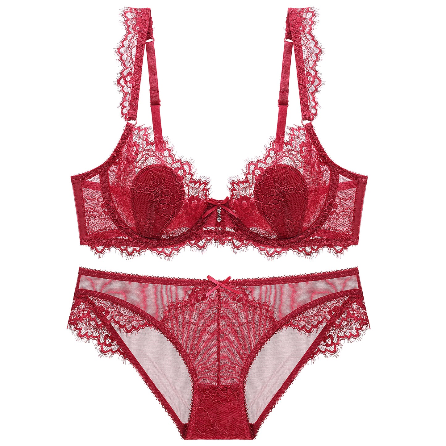 Embroidery Lace Mesh Push Up Bra Set - sharpe elegance1 embroidery-lace-mesh-bra-set,